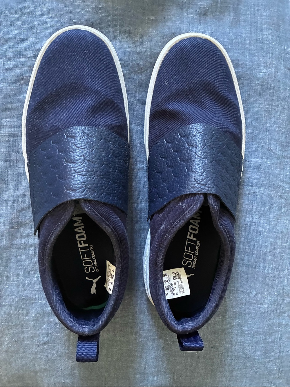 Puma Men’s Navy Slip-On SoftFoam Loafers - size:8